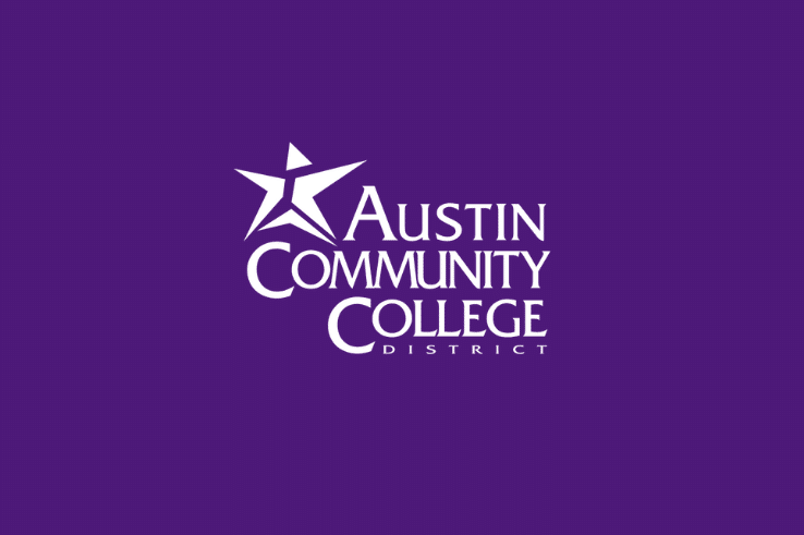 austin community college logo on a purple background