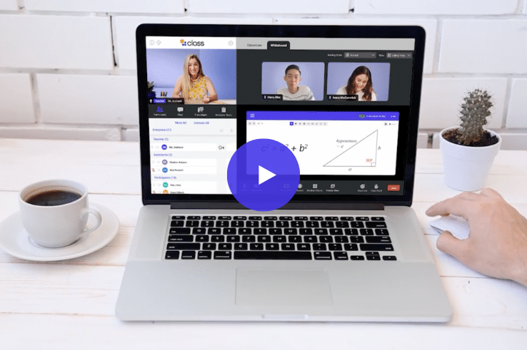 Photo of the Class platform being used on a laptop to teach math concepts
