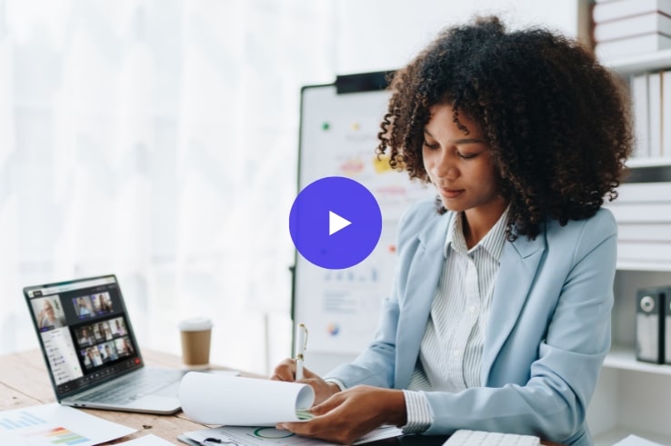 woman participating in live virtual training